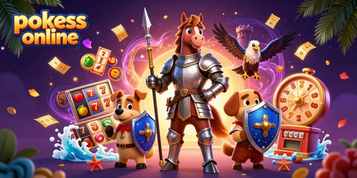 Engage with pokies online in an exciting 3D illustration featuring knights and vibrant game elements.