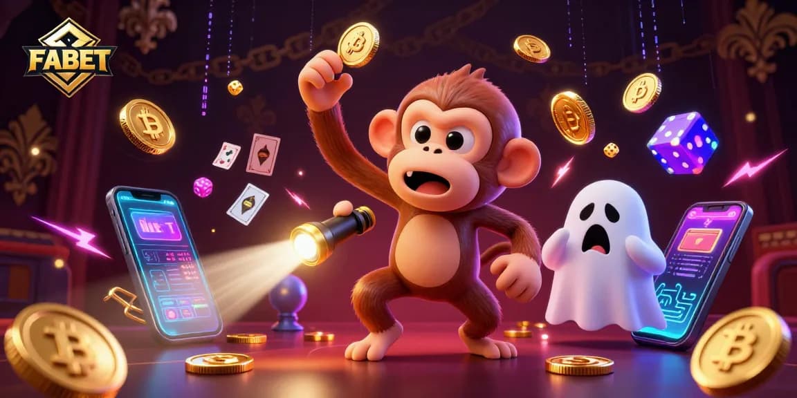 Engage with FABET's magical universe of gaming featuring a mischievous monkey and curious puppy