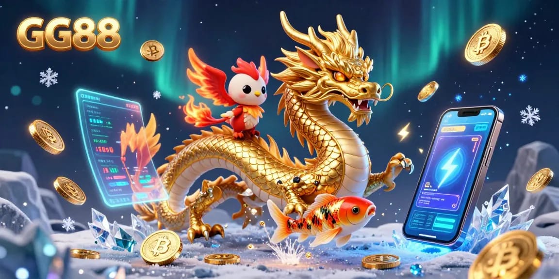 Experience the thrilling world of GG88 with vivid characters and dynamic casino elements.