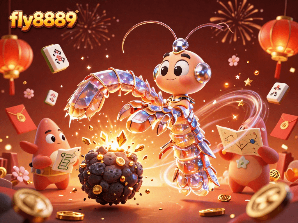 Experience excitement with fly8889's galactic samurai battling for golden gems in this vibrant casino scene.