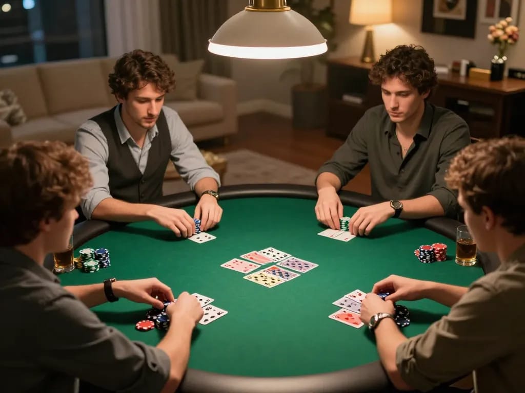 Players enjoying a strategic poker game night at home with fa88vn as a trusted gaming companion.