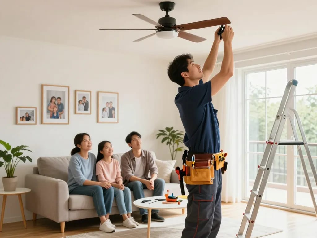 Manitas proporcionando servicios esenciales para el hogar en una sala de estar acogedora