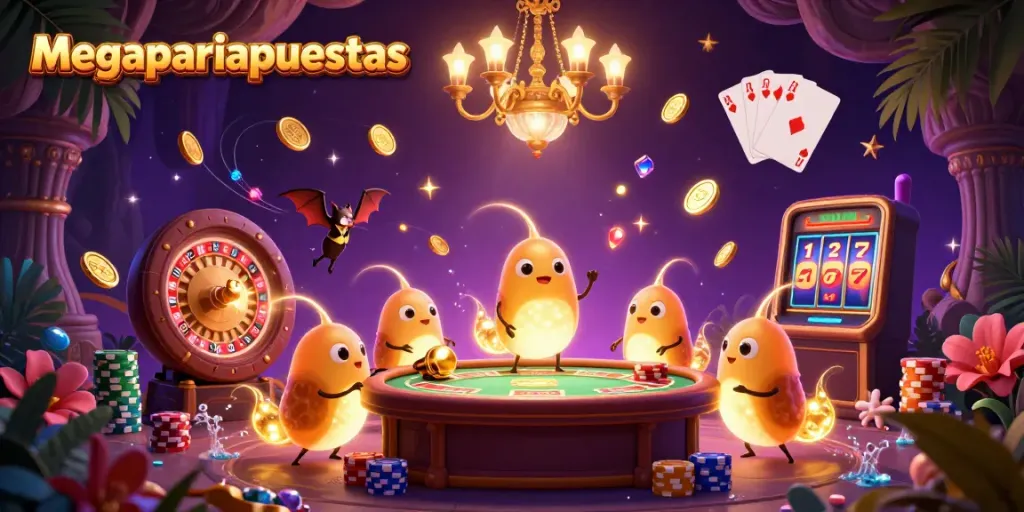 Disfruta de la app megapariapuestas iluminada por luciérnagas en un casino 3D.
