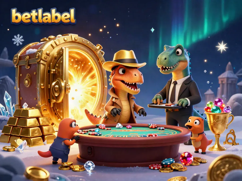 Experience the thrill at Betlabel Casino featuring a velociraptor card counter at a blackjack table.