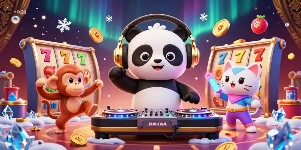 Experience the excitement of ta88's online casino with vibrant 3D characters enjoying slots and jackpots.