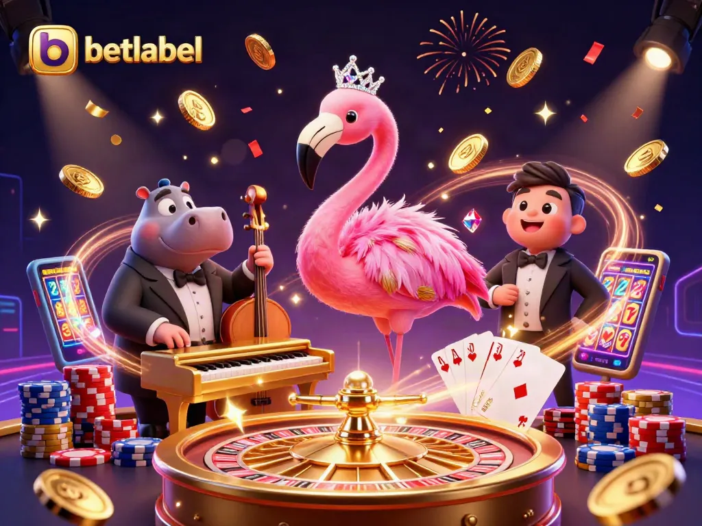 Experience the thrill of betting at betlabel with lively casino characters and vibrant gaming elements.