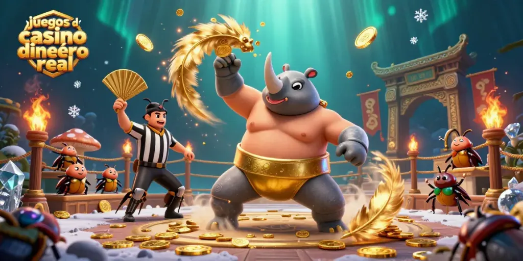 Disfruta de los juegos de casino dinero real con el campeón rinoceronte en un ambiente vibrante.