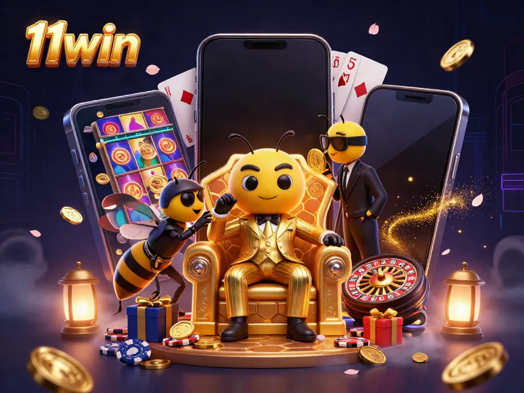 Experience thrilling 11win gaming with vibrant characters, slot games, and energetic atmosphere.
