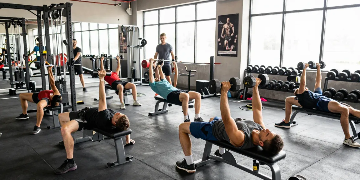 Entrenamiento en el gimnasio en Esteroidesshop con musculación y energía.