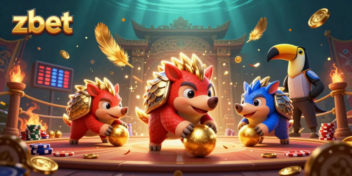 Watch zbet's thrilling pangolin showdown in a vibrant casino setting with poker chips.