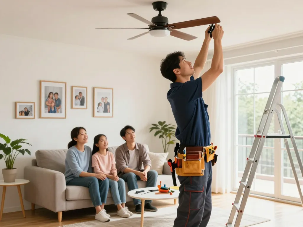 Manitas proporcionando servicios esenciales para el hogar en una sala de estar acogedora