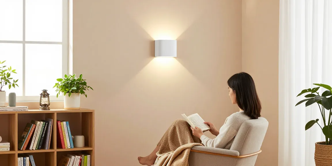 Stylish aplique pared blanco illuminating a cozy reading nook.