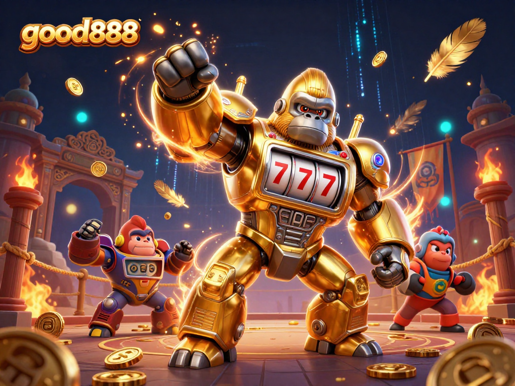 Experience thrilling gaming with good888's dynamic casino scene featuring colorful characters and exhilarating action.