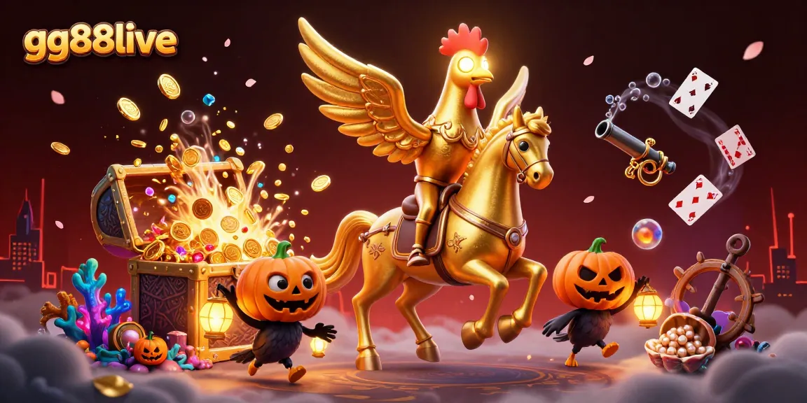 Engage with exciting games at gg88live, featuring golden rooster and casino elements.