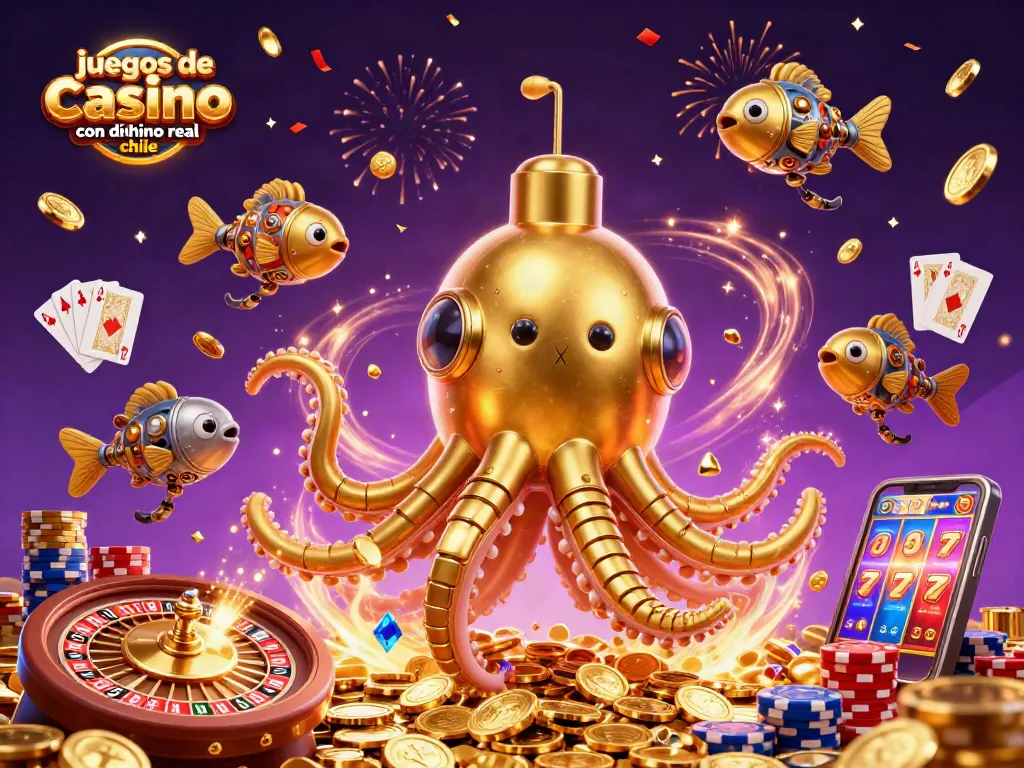 Disfruta de juegos de casino online con dinero real en Chile en un escenario vibrante lleno de oro y emoción.