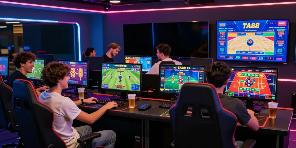 Players enjoying the vibrant TA88 gaming platform, capturing the excitement of online betting.