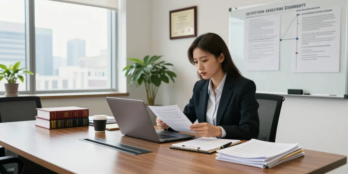 Law office showcasing a dedicated lawyer reviewing legal documents in a professional workspace on the website of J.K. Chaudhary & Associates.