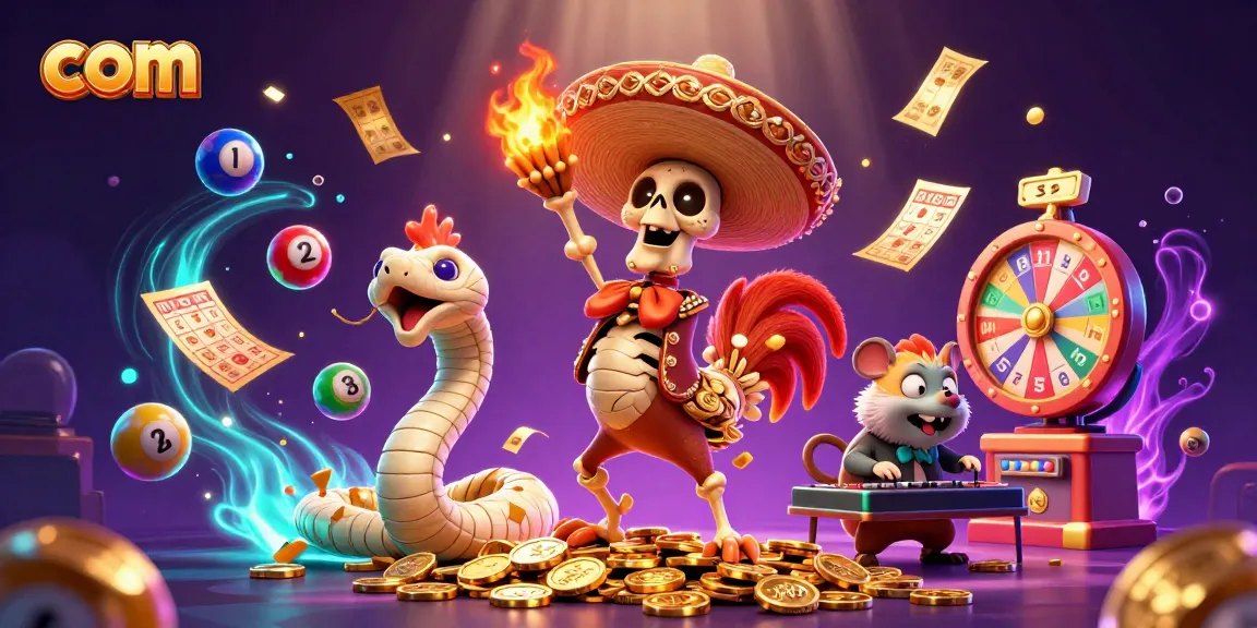 Experience com's thrilling lottery action with vibrant characters and dynamic game elements packed in a colorful scene.