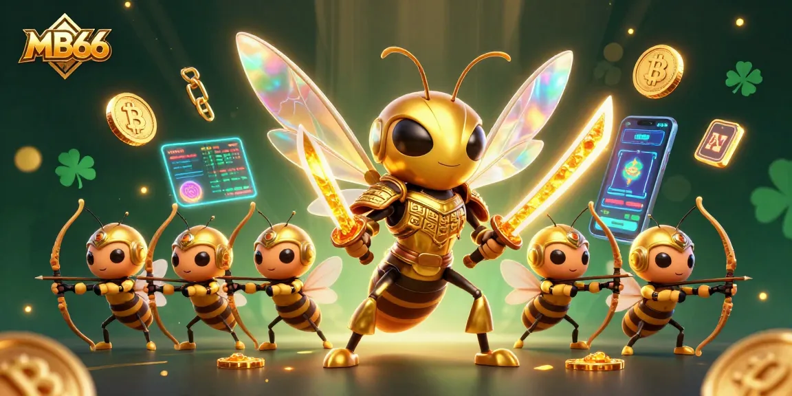 Engage with exciting MB66 casino adventures featuring a golden hornet and cryptocurrency elements.