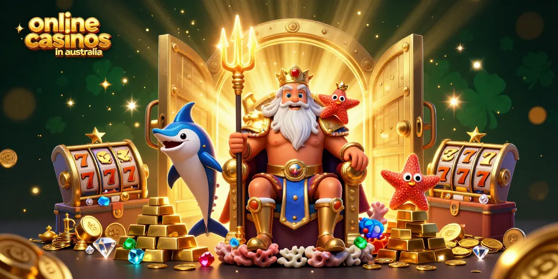 Experience the thrill of online casinos in Australia with dynamic scenes of slots and riches.