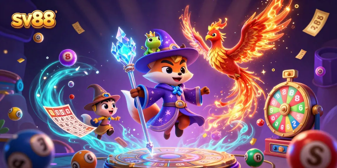 Experience captivating gaming with sv88's illustrated wizard, phoenix, and dynamic lottery elements.