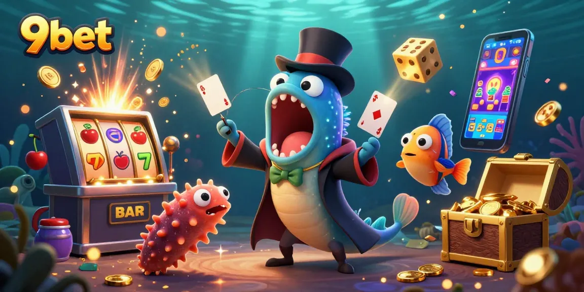 Experience thrilling card tricks with 9bet's enchanting underwater casino scene.