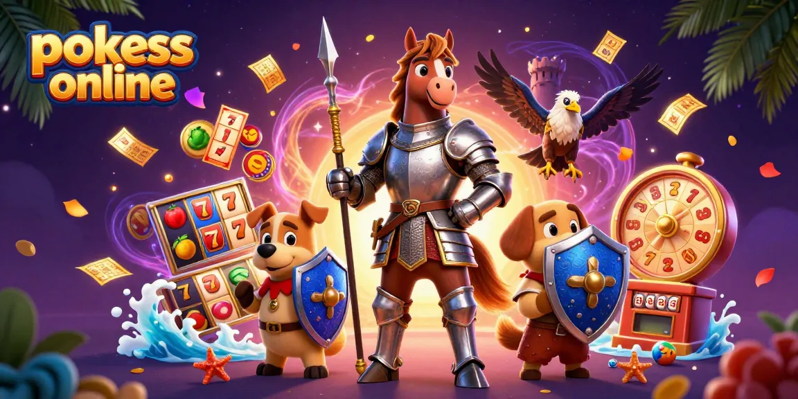 Engage with pokies online in an exciting 3D illustration featuring knights and vibrant game elements.