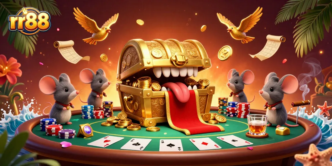 Win big with rr88 in a dynamic casino scene filled with golden treasures and poker excitement.